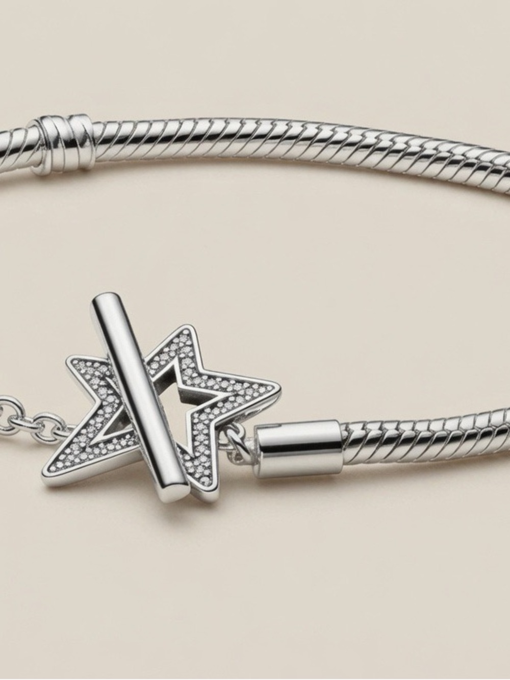 Sterling Silver Star Toggle Bracelet - Silver